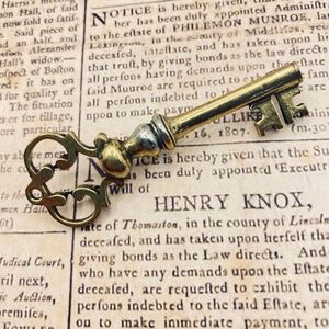 Brass Key Brooch Vintage Steampunk Master Skeleton Key Pin
